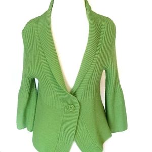 Choices 3/4 Sleeve Cardigan Size Medium Green